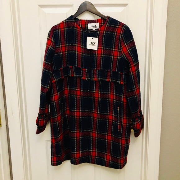 Jack by BB Dakota Swag Out Plaid Ruffle Coat NWT S - Picture 4 of 4